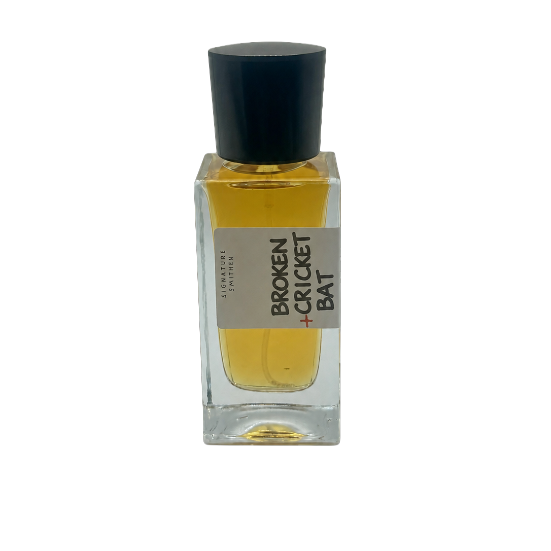 Broken Cricket Bat 50ml Eau de Parfum bottle — British niche woody fragrance by Signature Smithen